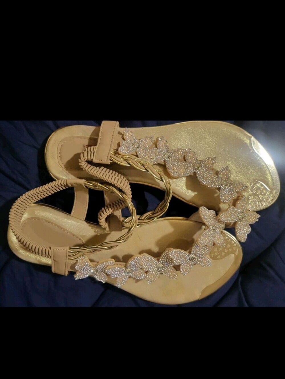 Women's Champagne Butterfly Embellished Sandals - Picture 2 of 5